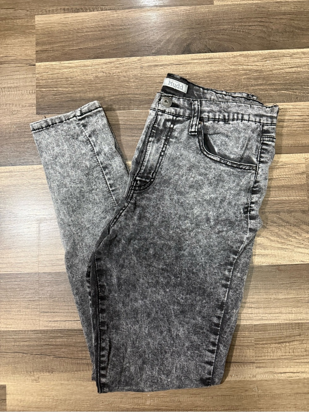 Mudd Black and Grey Acid-Wash Skinny Jeans